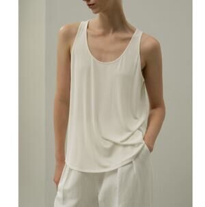 Lilysilk Silk Breeze Jersey Scoop Tank Top Lily White Size M